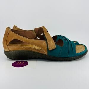 Naot Women's Papaki Open Toe Comfort Sandals Teal/Brown Leather Size 42 / 11 US